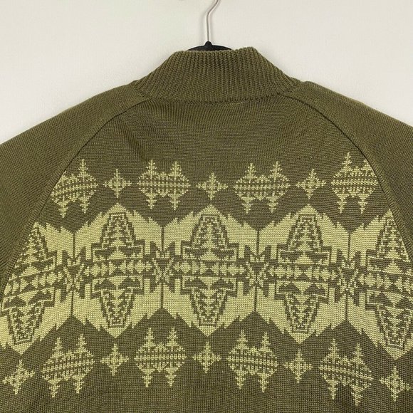 VTG Nike ACG Mens XL Wool Blend Full Zip Sweater Green Aztec Fair Isle - Picture 7 of 9